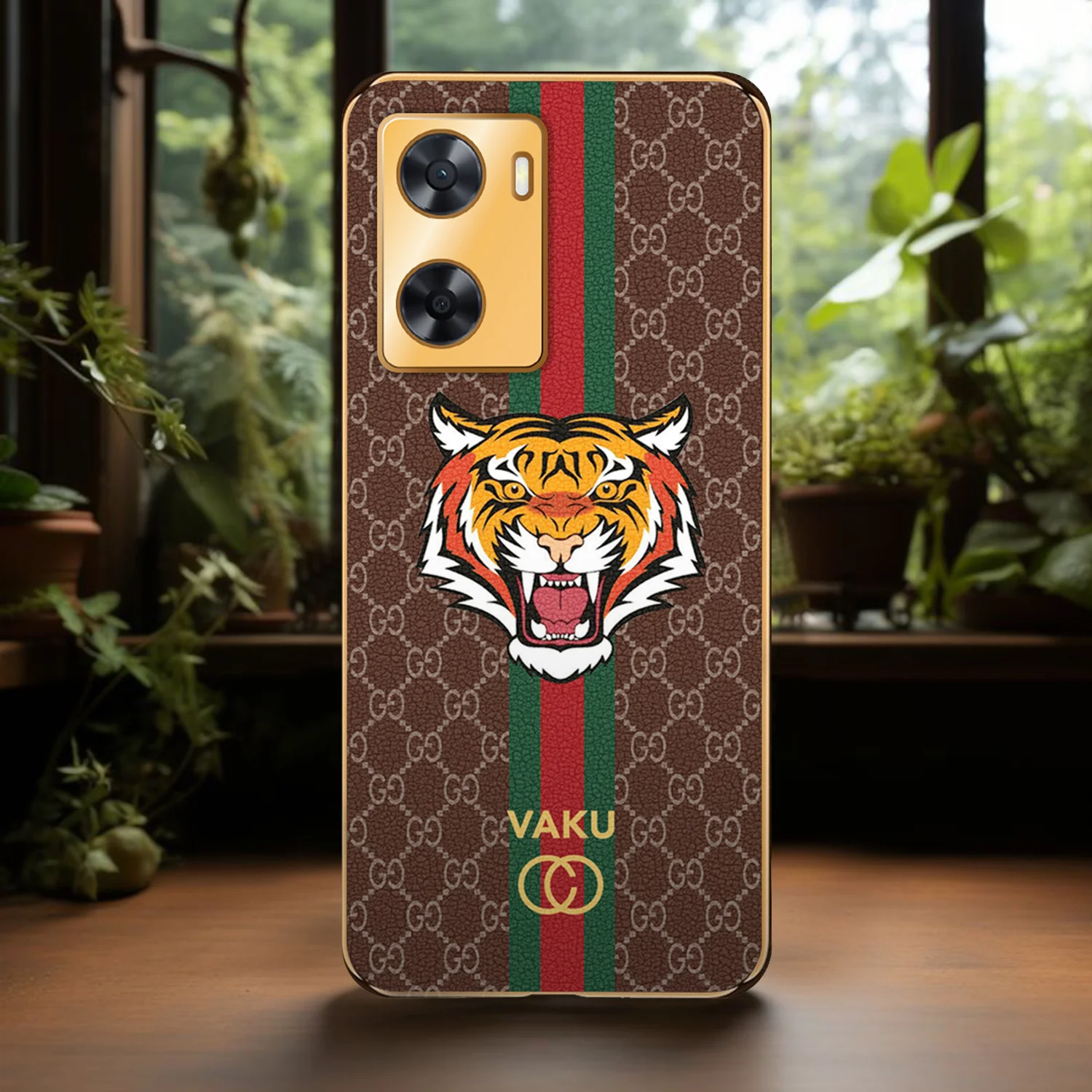 Vaku ® Oppo A77S Lynx Designer Leather Pattern Gold Electroplated Soft TPU Back Cover Case - Image 15