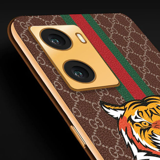 Vaku ® Oppo A77S Lynx Designer Leather Pattern Gold Electroplated Soft TPU Back Cover Case - Image 2
