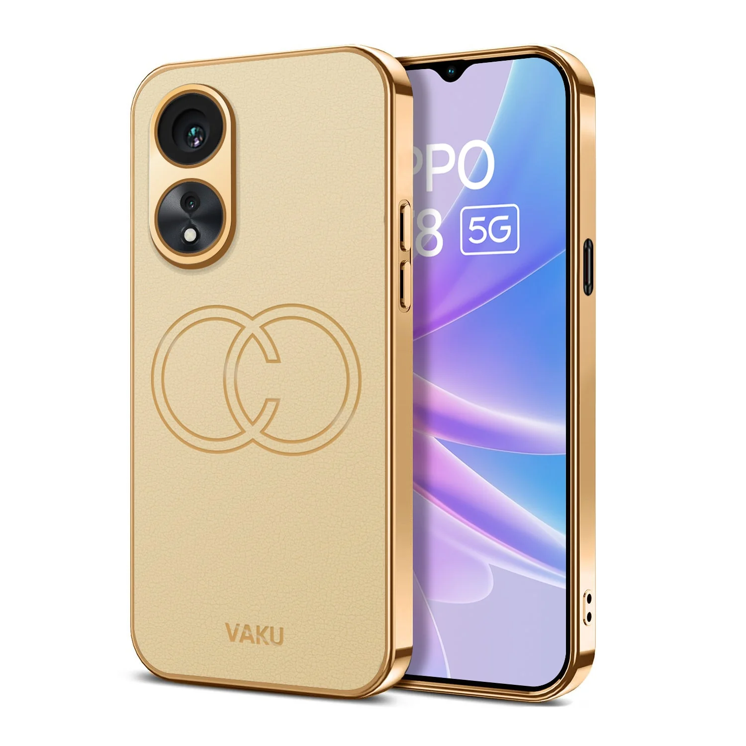 Vaku® Oppo A78 5G Skylar Leather Pattern Gold Electroplated Soft TPU Back Cover - Image 11