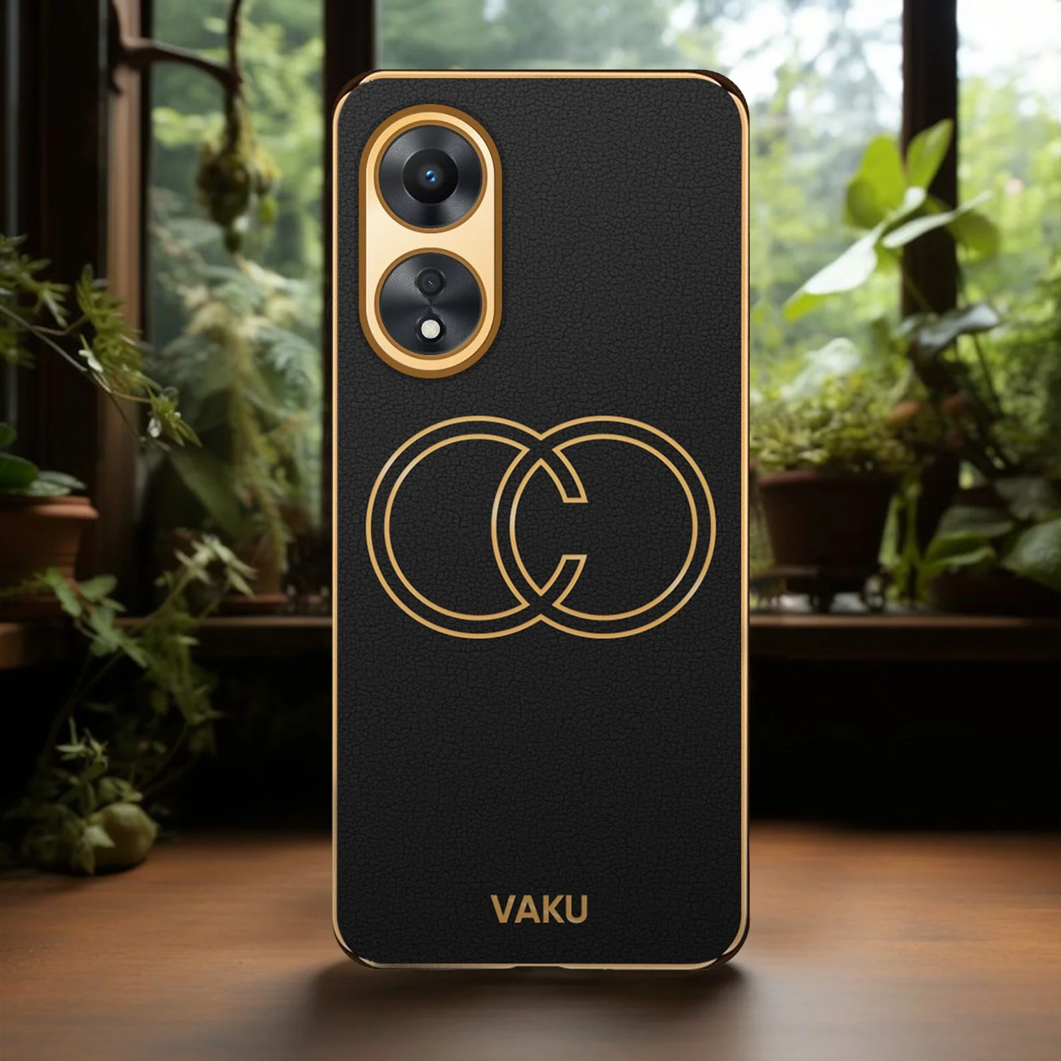 Vaku® Oppo A78 5G Skylar Leather Pattern Gold Electroplated Soft TPU Back Cover - Image 12