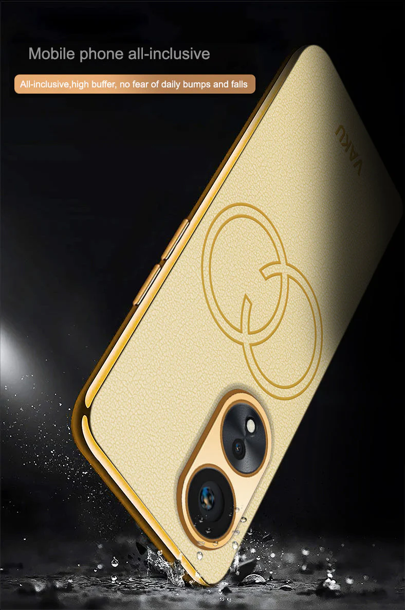 Vaku® Oppo A78 5G Skylar Leather Pattern Gold Electroplated Soft TPU Back Cover - Image 14