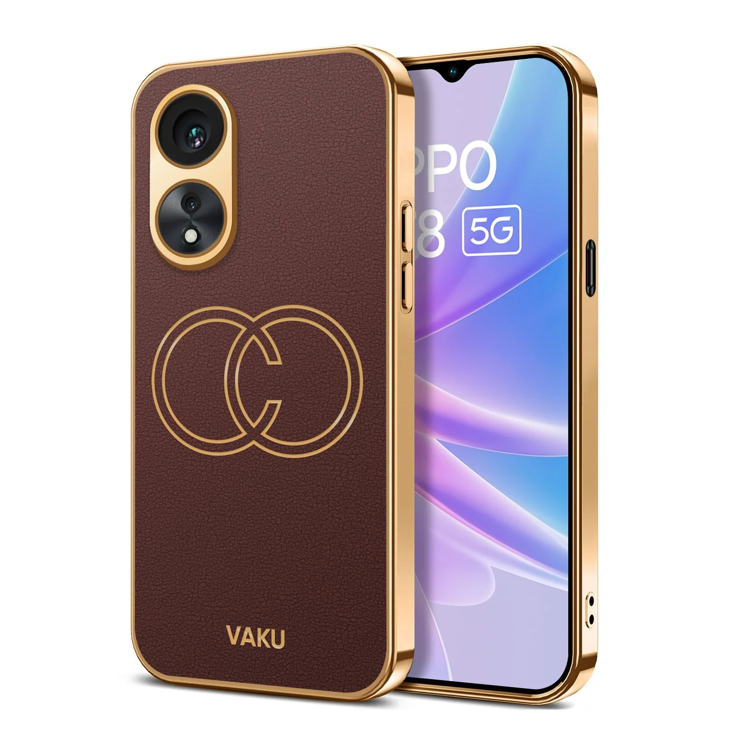 Vaku® Oppo A78 5G Skylar Leather Pattern Gold Electroplated Soft TPU Back Cover - Image 15