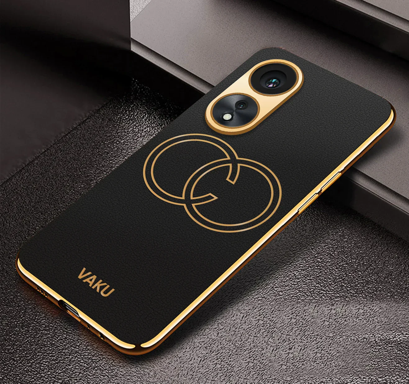 Vaku® Oppo A78 5G Skylar Leather Pattern Gold Electroplated Soft TPU Back Cover - Image 18