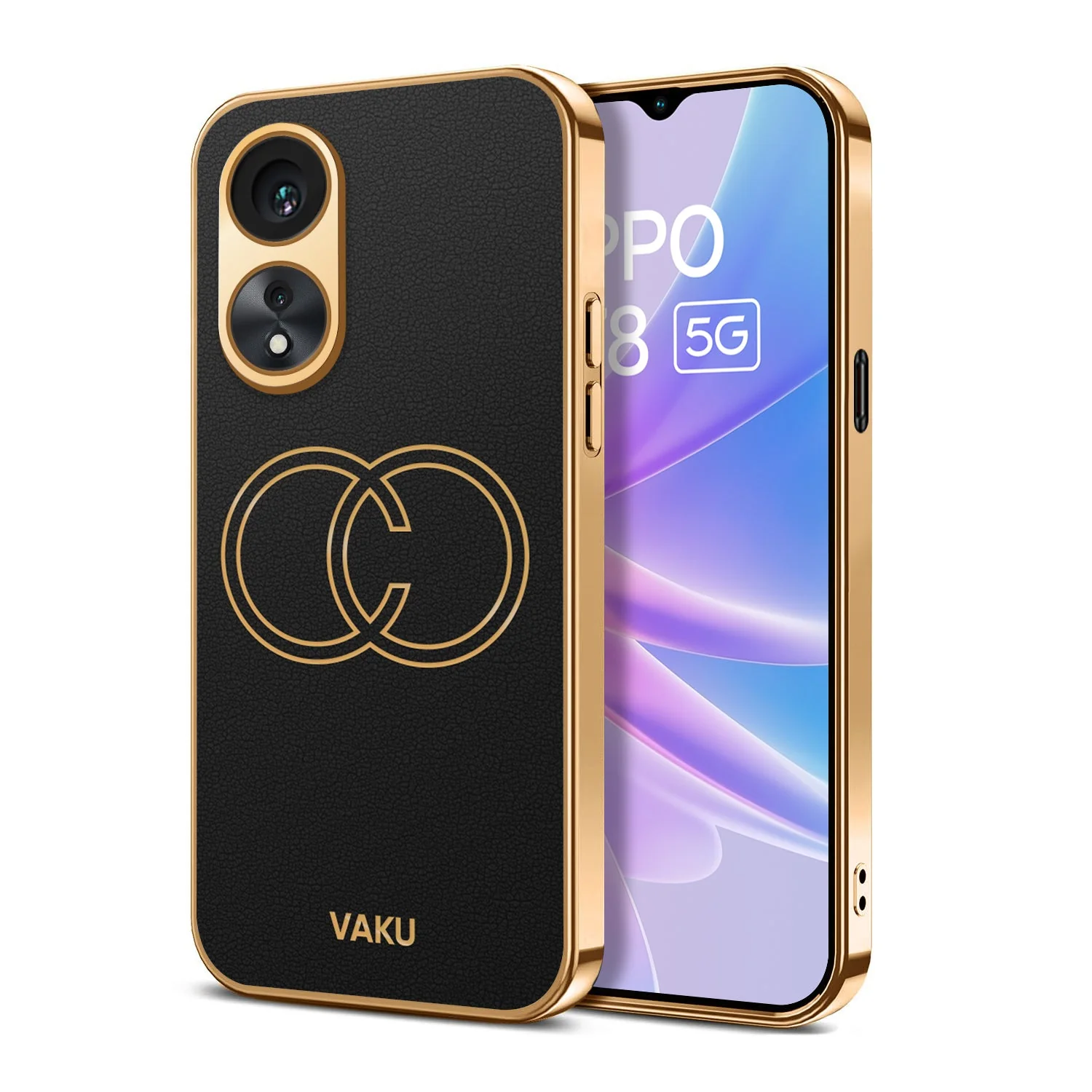 Vaku® Oppo A78 5G Skylar Leather Pattern Gold Electroplated Soft TPU Back Cover - Image 6
