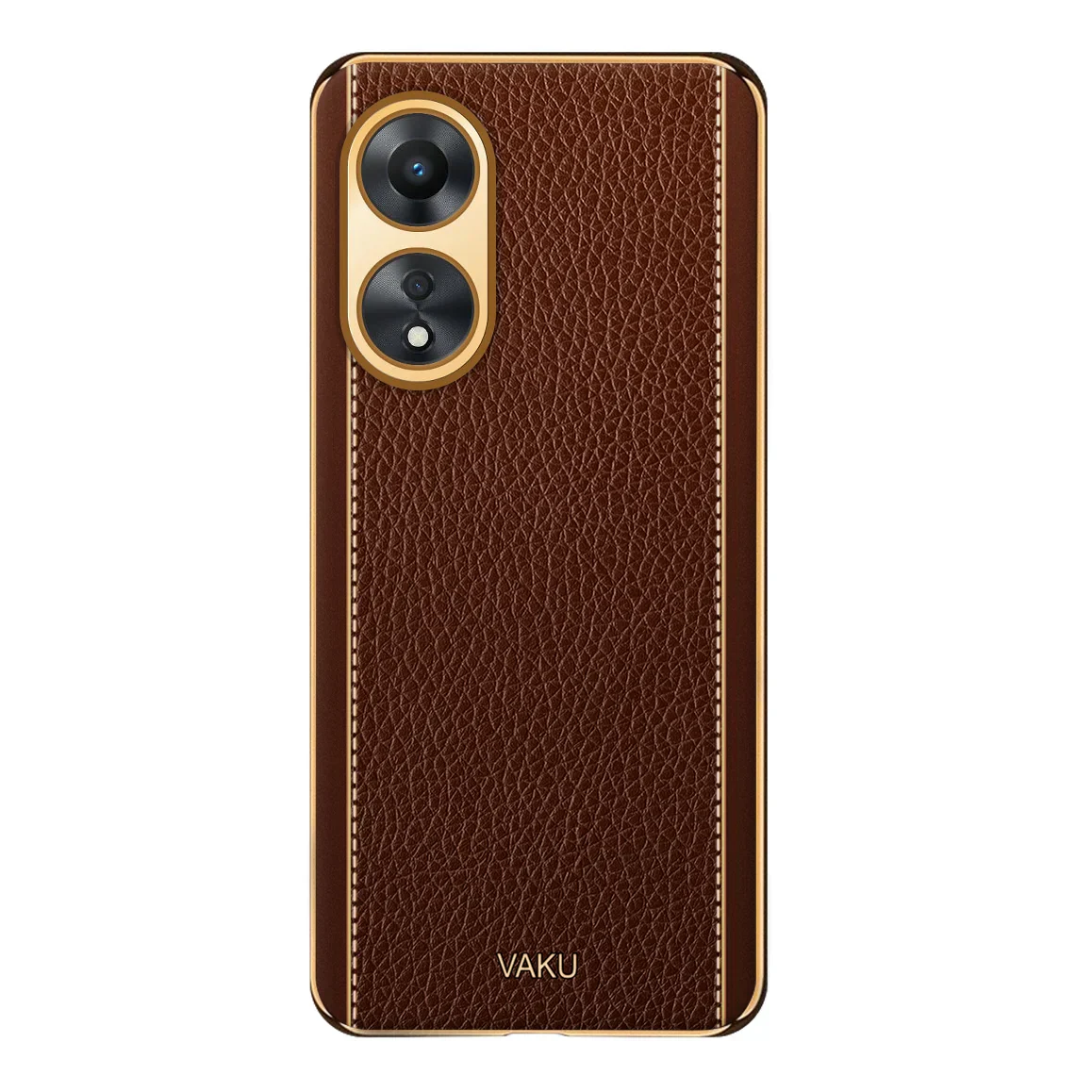 Vaku® Oppo A78 Luxemberg Series Leather Stitched Gold Electroplated Soft TPU Back Cover - Image 7