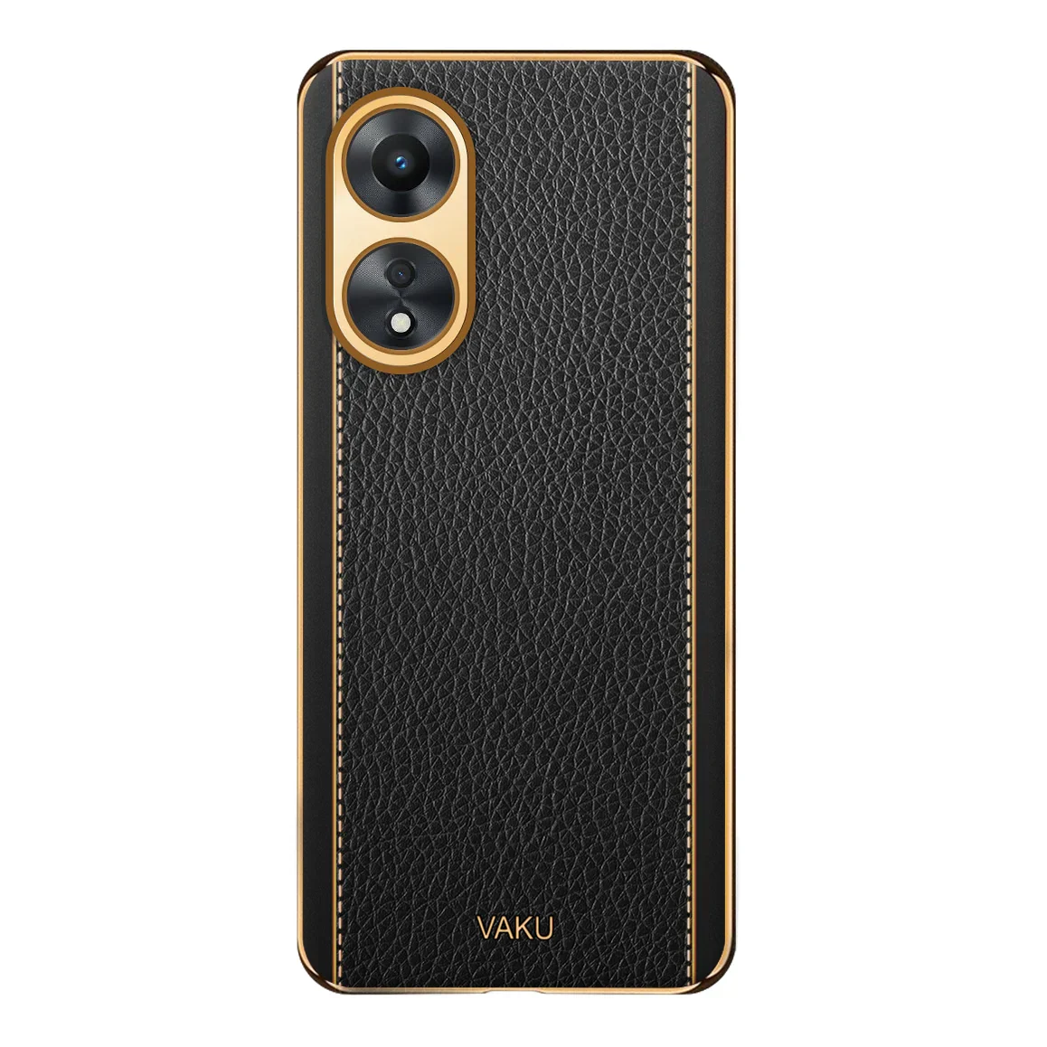 Vaku® Oppo A78 Luxemberg Series Leather Stitched Gold Electroplated Soft TPU Back Cover - Image 8