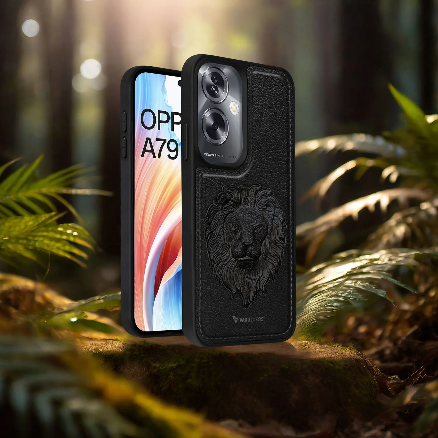 Vaku ® Oppo A79 5G Lion Embossed Luxury Designer Leather Back Cover - Image 12