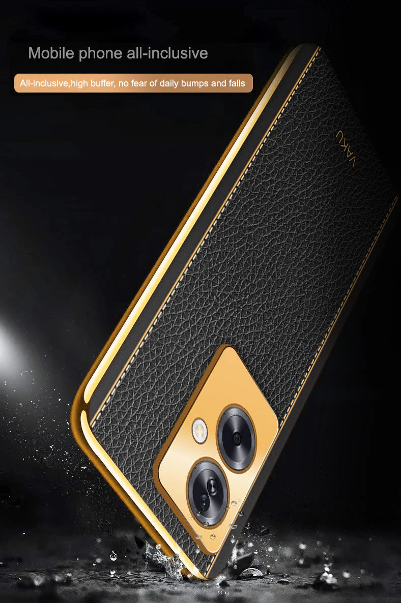 Vaku® Oppo A79 5G Luxemberg Leather Pattern Gold Electroplated Soft TPU Back Cover - Image 13