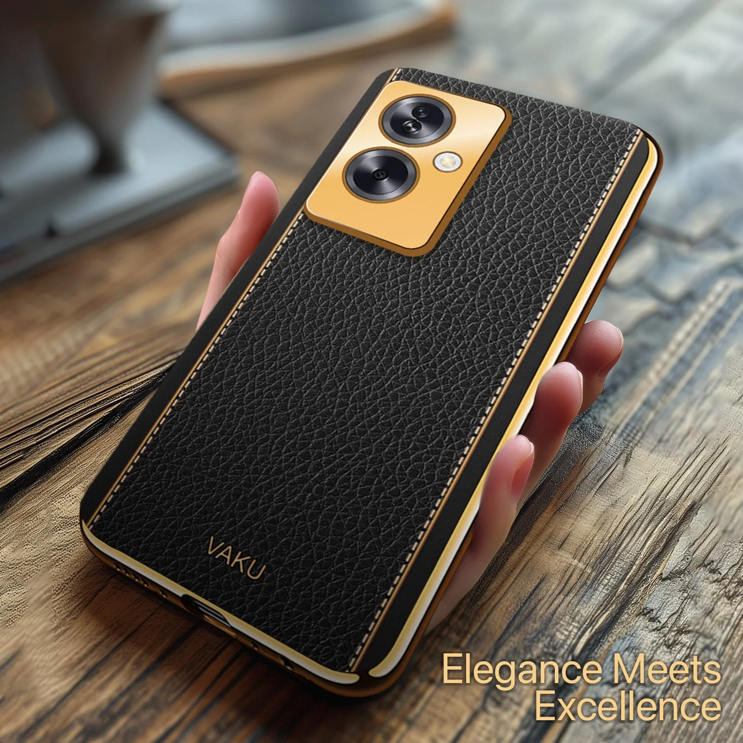 Vaku® Oppo A79 5G Luxemberg Leather Pattern Gold Electroplated Soft TPU Back Cover - Image 17