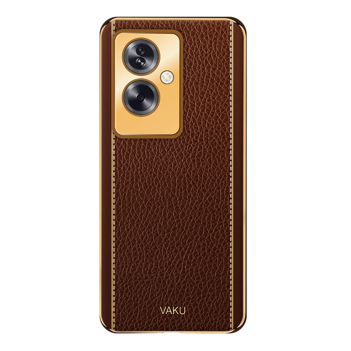 Vaku® Oppo A79 5G Luxemberg Leather Pattern Gold Electroplated Soft TPU Back Cover - Image 2