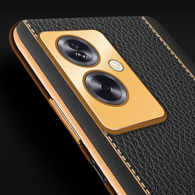 Vaku® Oppo A79 5G Luxemberg Leather Pattern Gold Electroplated Soft TPU Back Cover - Image 5