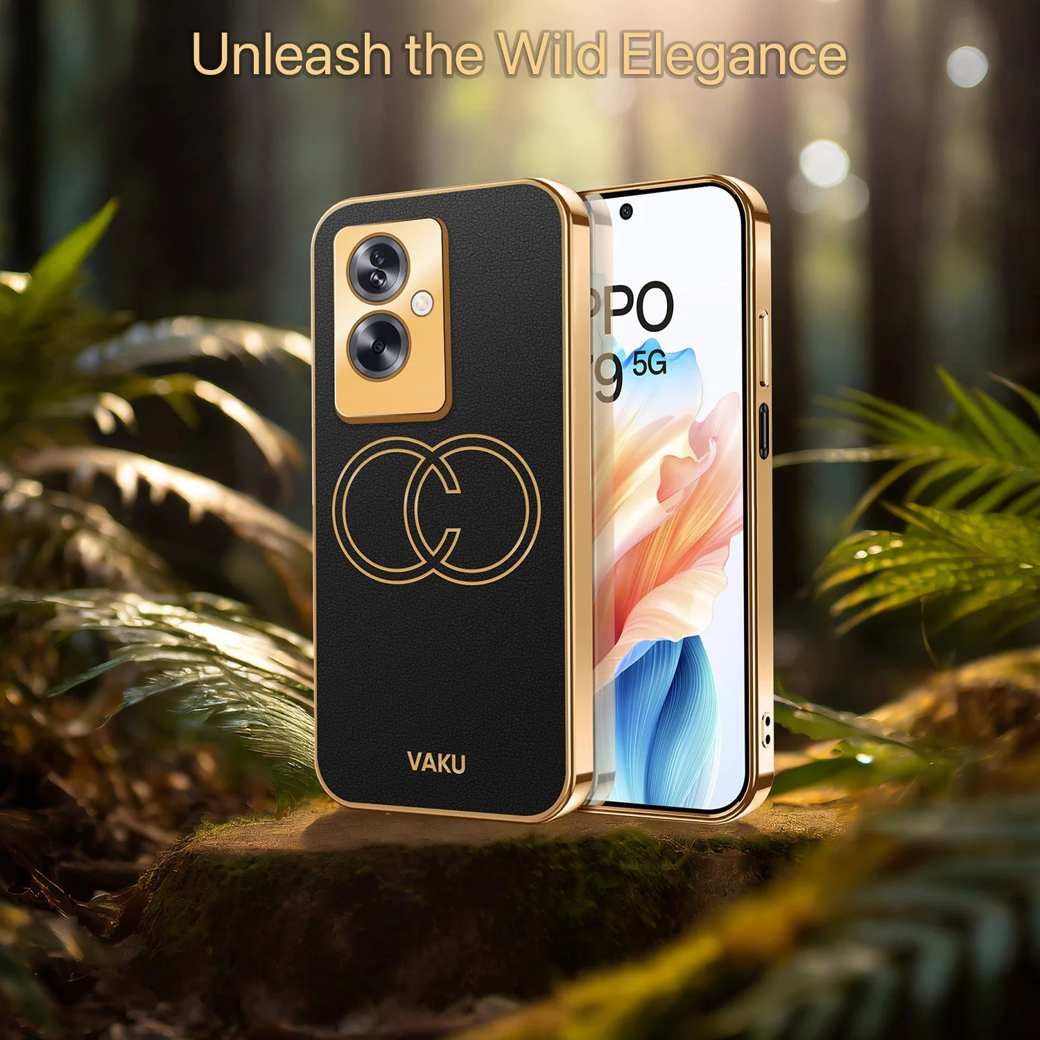 Vaku® Oppo A79 5G Skylar Leather Pattern Gold Electroplated Soft TPU Back Cover - Image 10