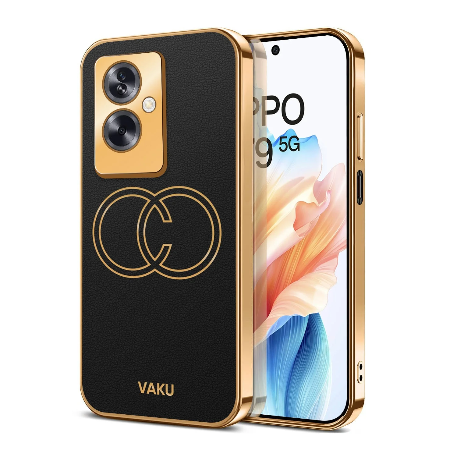 Vaku® Oppo A79 5G Skylar Leather Pattern Gold Electroplated Soft TPU Back Cover - Image 11