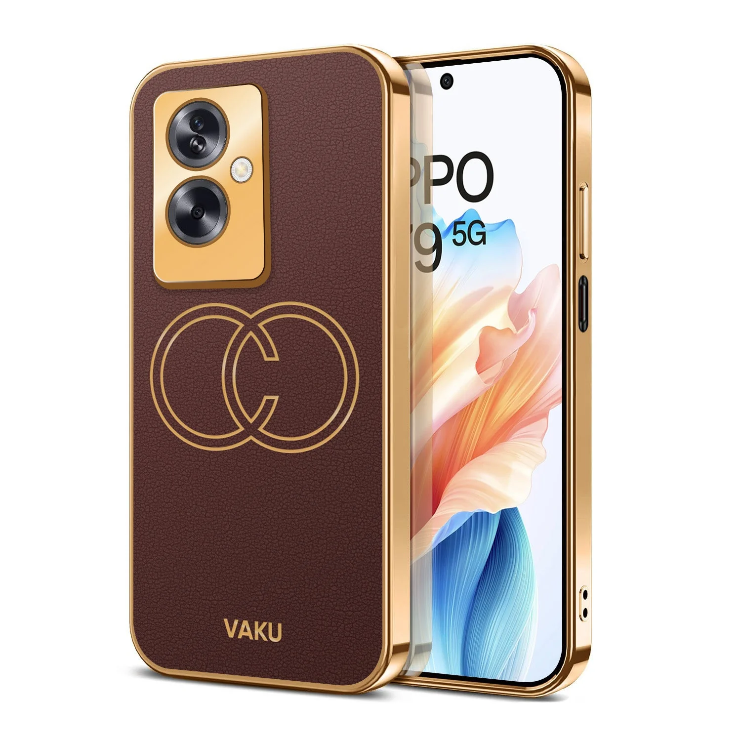 Vaku® Oppo A79 5G Skylar Leather Pattern Gold Electroplated Soft TPU Back Cover - Image 13