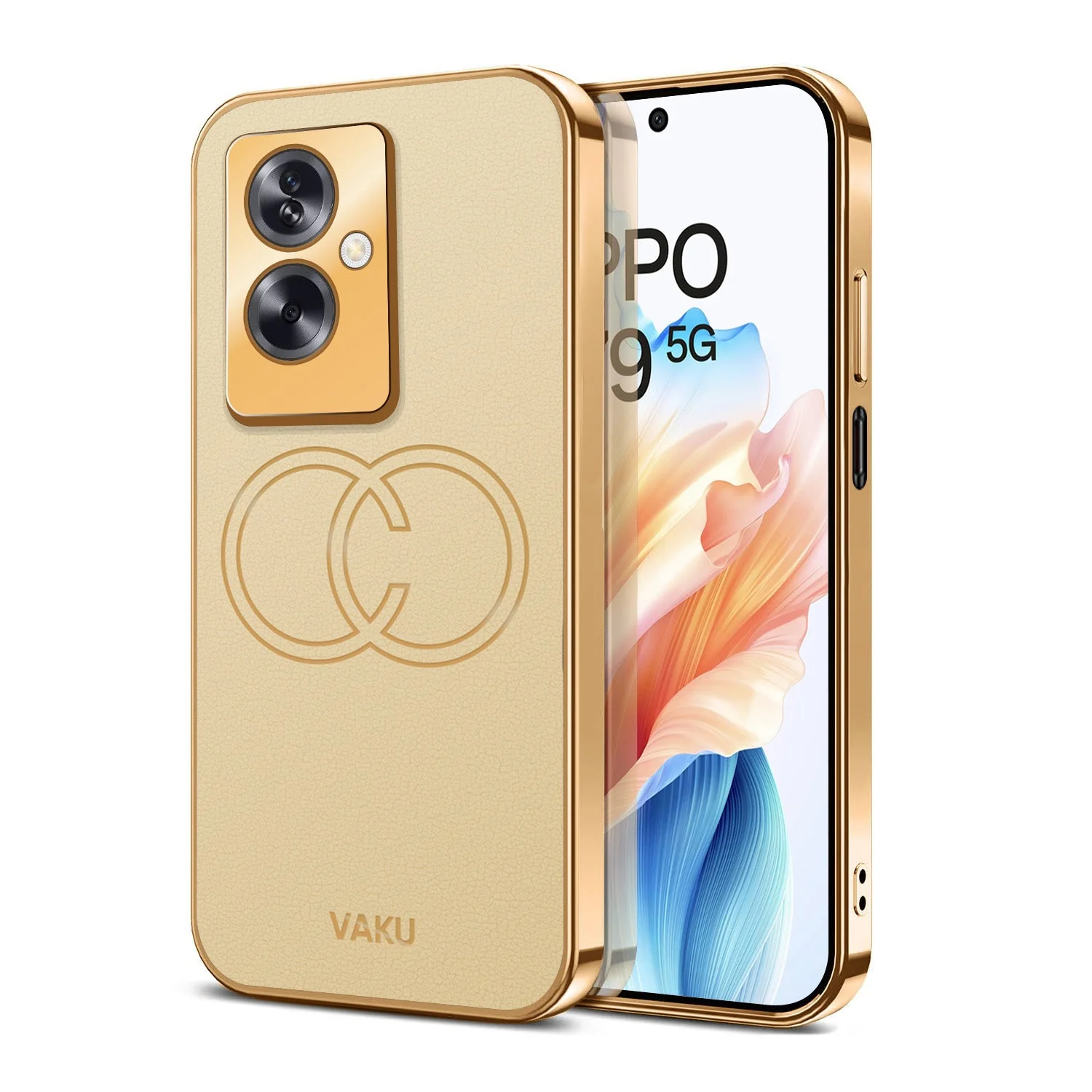 Vaku® Oppo A79 5G Skylar Leather Pattern Gold Electroplated Soft TPU Back Cover - Image 4