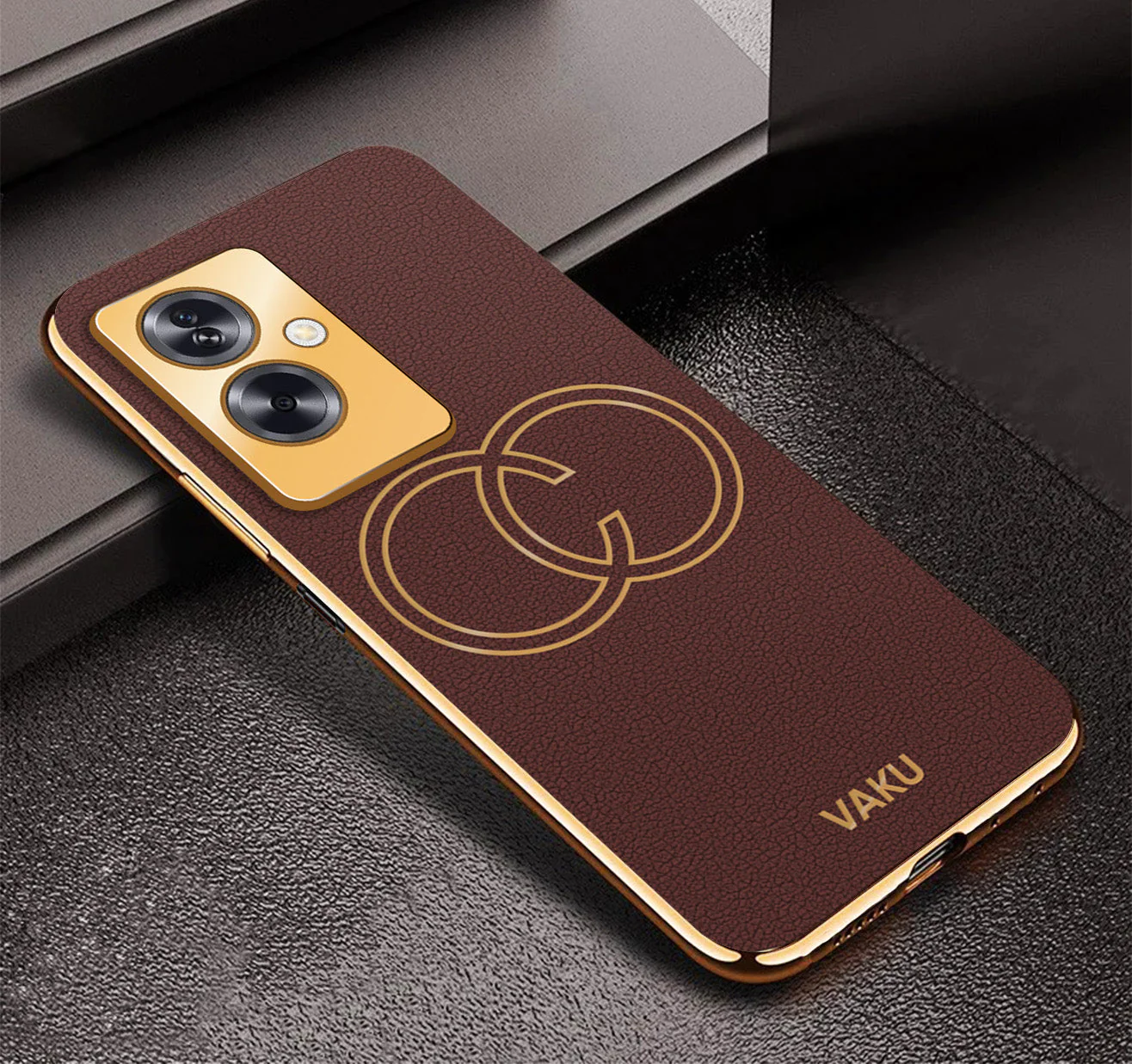 Vaku® Oppo A79 5G Skylar Leather Pattern Gold Electroplated Soft TPU Back Cover - Image 5