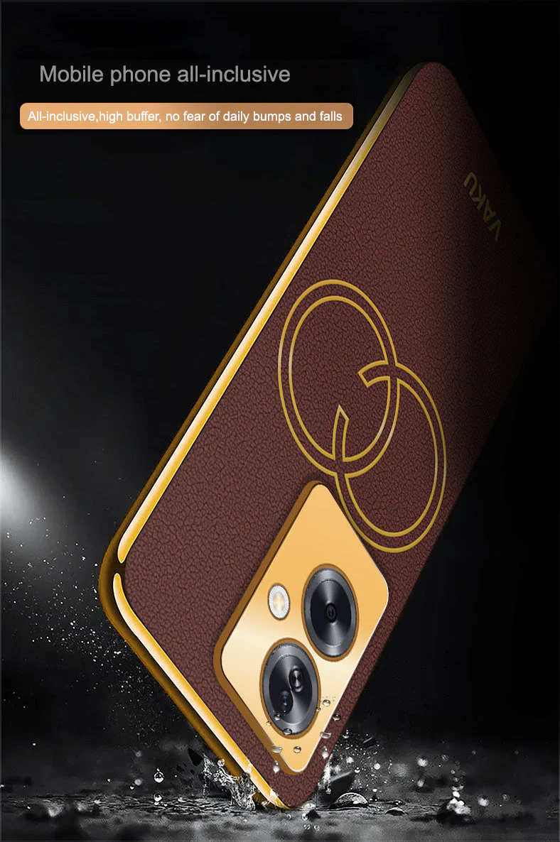 Vaku® Oppo A79 5G Skylar Leather Pattern Gold Electroplated Soft TPU Back Cover - Image 7