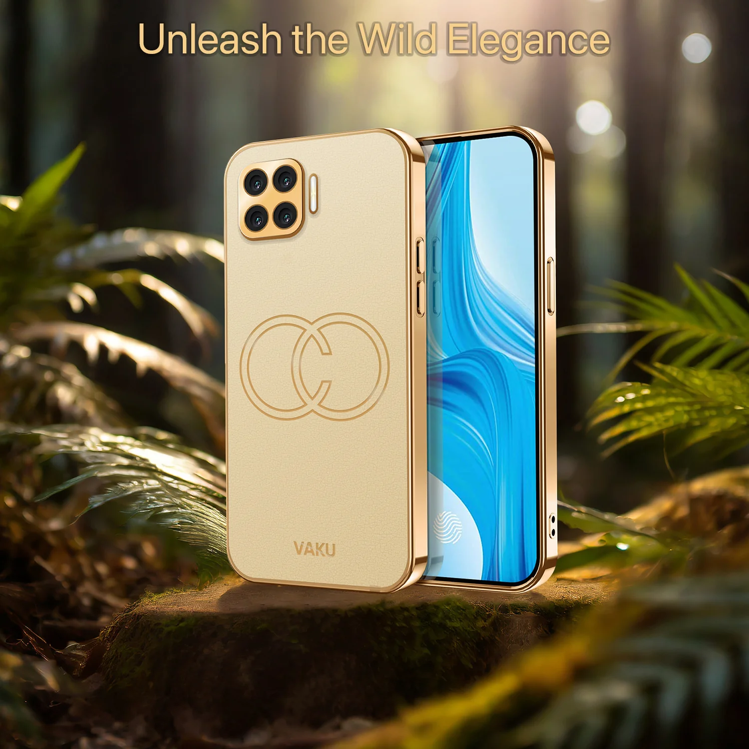 Vaku® Oppo F17 Pro Skylar Leather Pattern Gold Electroplated Soft TPU Back Cover - Image 11