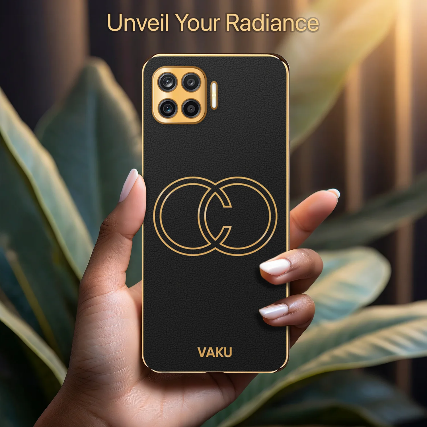 Vaku® Oppo F17 Pro Skylar Leather Pattern Gold Electroplated Soft TPU Back Cover - Image 17