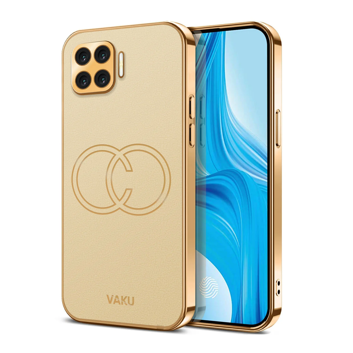 Vaku® Oppo F17 Pro Skylar Leather Pattern Gold Electroplated Soft TPU Back Cover - Image 6