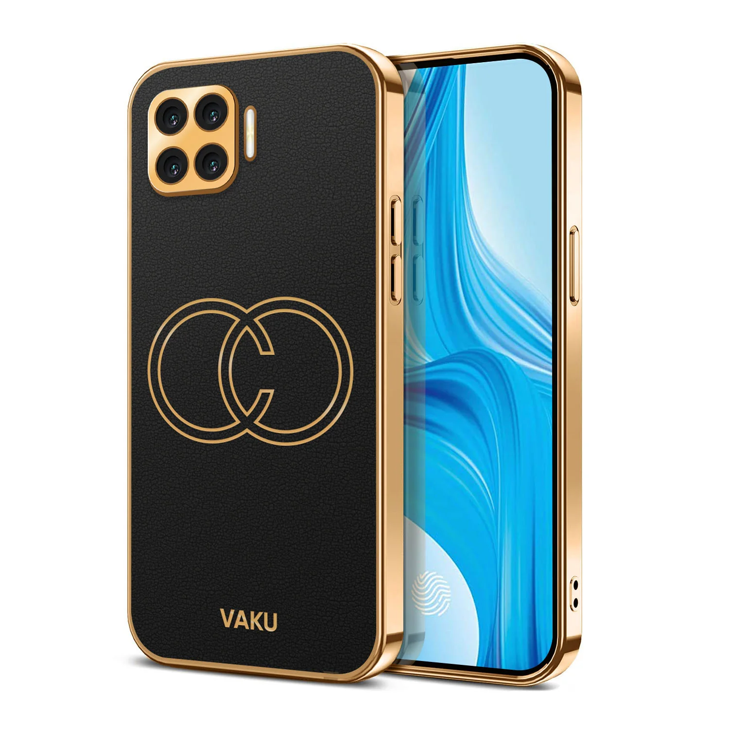 Vaku® Oppo F17 Pro Skylar Leather Pattern Gold Electroplated Soft TPU Back Cover - Image 10