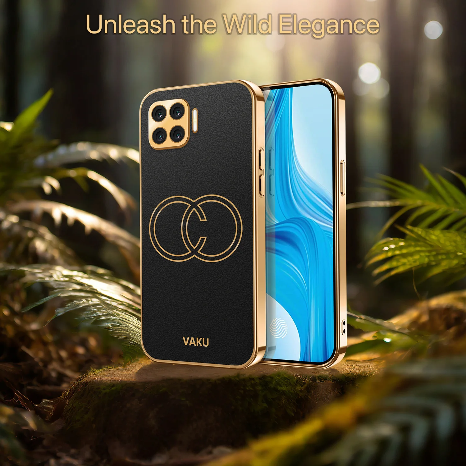 Vaku® Oppo F17 Pro Skylar Leather Pattern Gold Electroplated Soft TPU Back Cover - Image 11