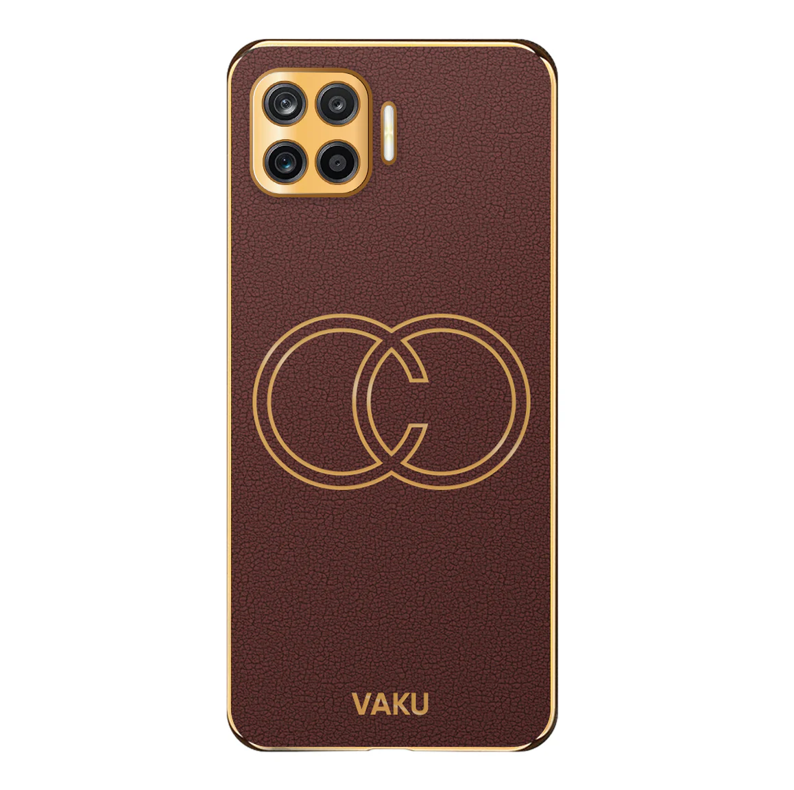 Vaku® Oppo F17 Pro Skylar Leather Pattern Gold Electroplated Soft TPU Back Cover - Image 14