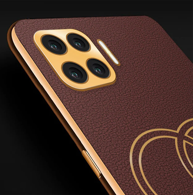 Vaku® Oppo F17 Pro Skylar Leather Pattern Gold Electroplated Soft TPU Back Cover - Image 5