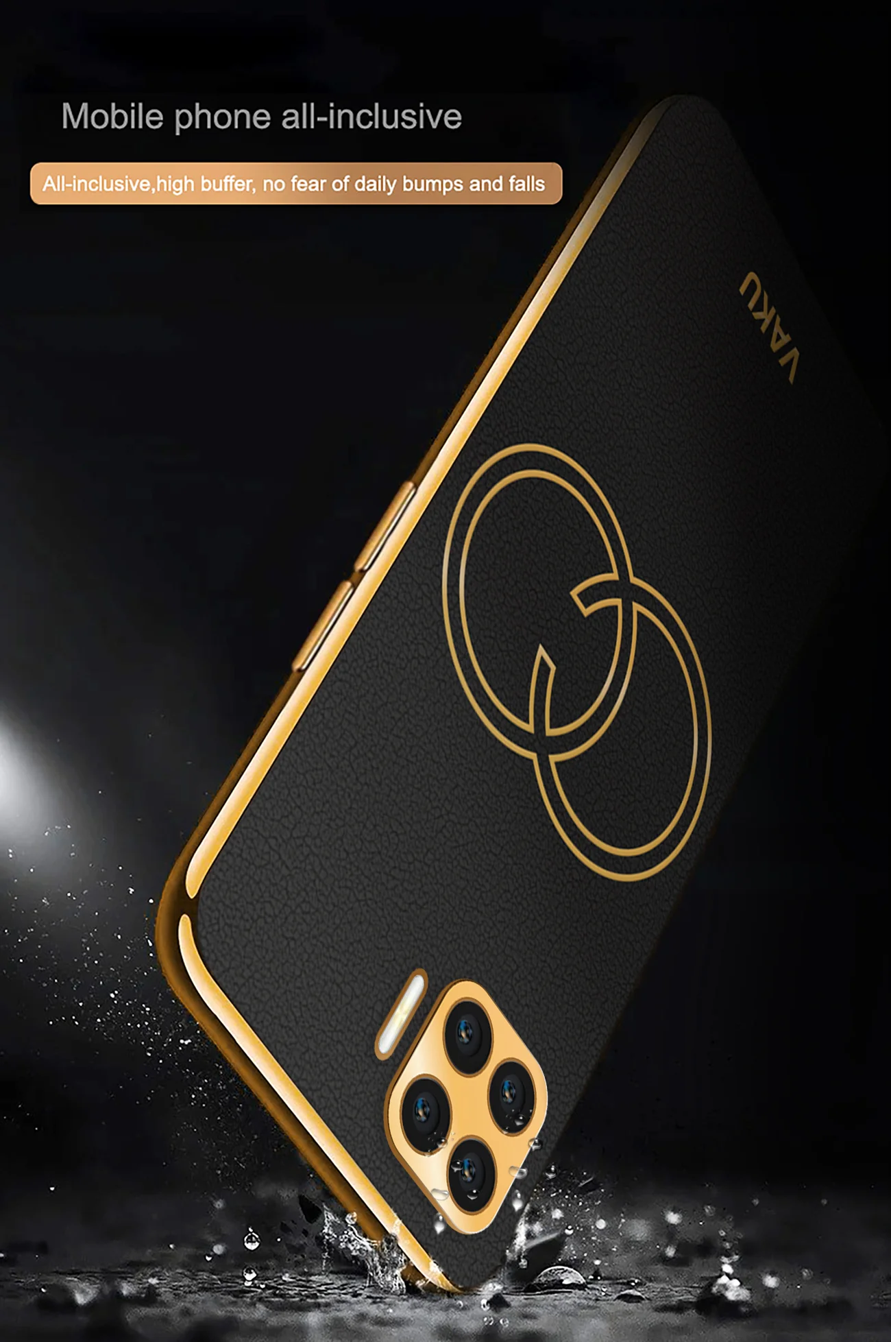 Vaku® Oppo F17 Pro Skylar Leather Pattern Gold Electroplated Soft TPU Back Cover - Image 9