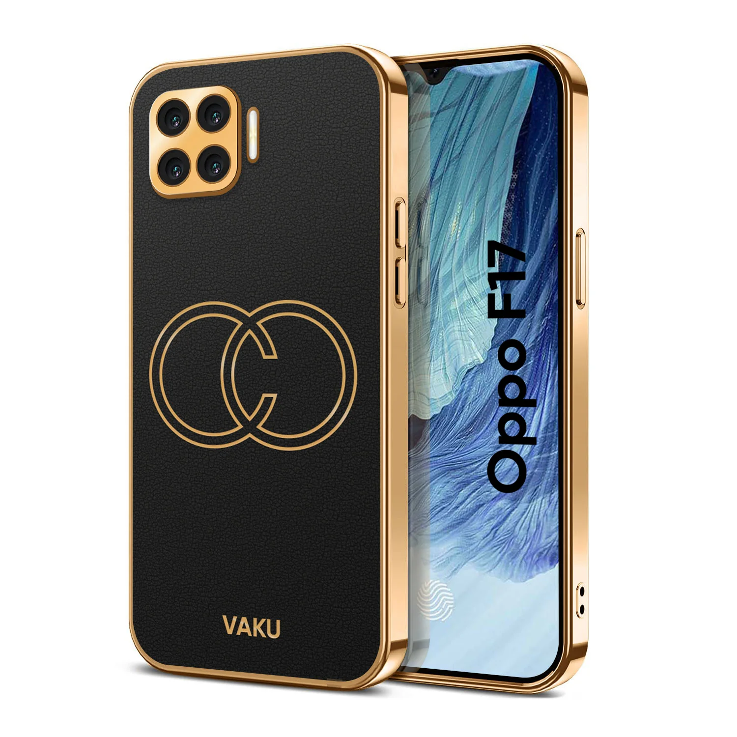 Vaku® Oppo F17 Skylar Leather Pattern Gold Electroplated Soft TPU Back Cover - Image 14