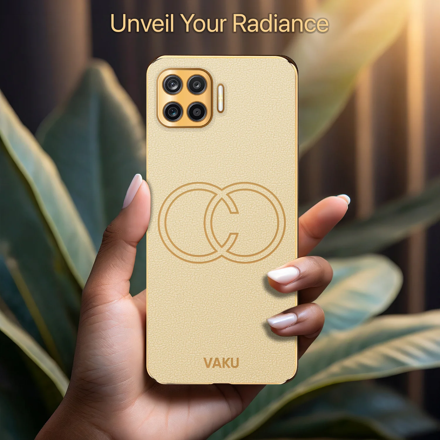 Vaku® Oppo F17 Skylar Leather Pattern Gold Electroplated Soft TPU Back Cover - Image 15