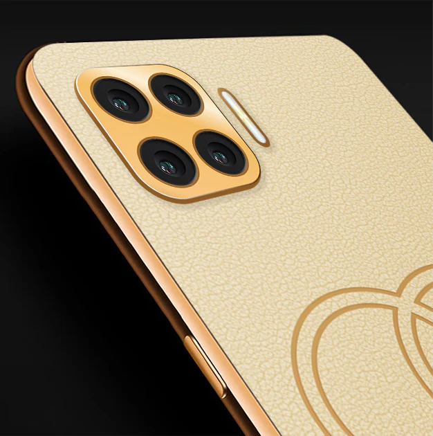 Vaku® Oppo F17 Skylar Leather Pattern Gold Electroplated Soft TPU Back Cover - Image 6