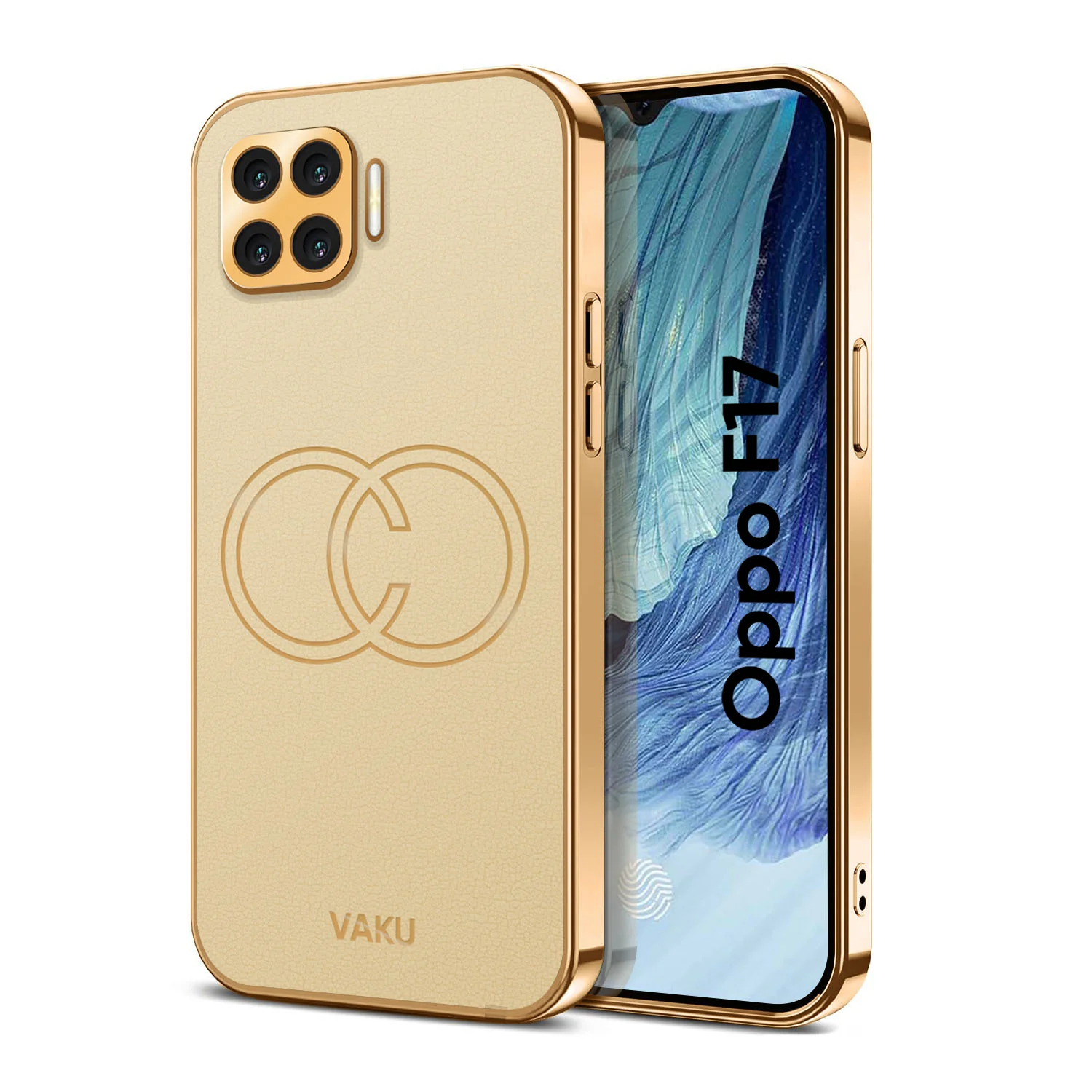 Vaku® Oppo F17 Skylar Leather Pattern Gold Electroplated Soft TPU Back Cover - Image 7