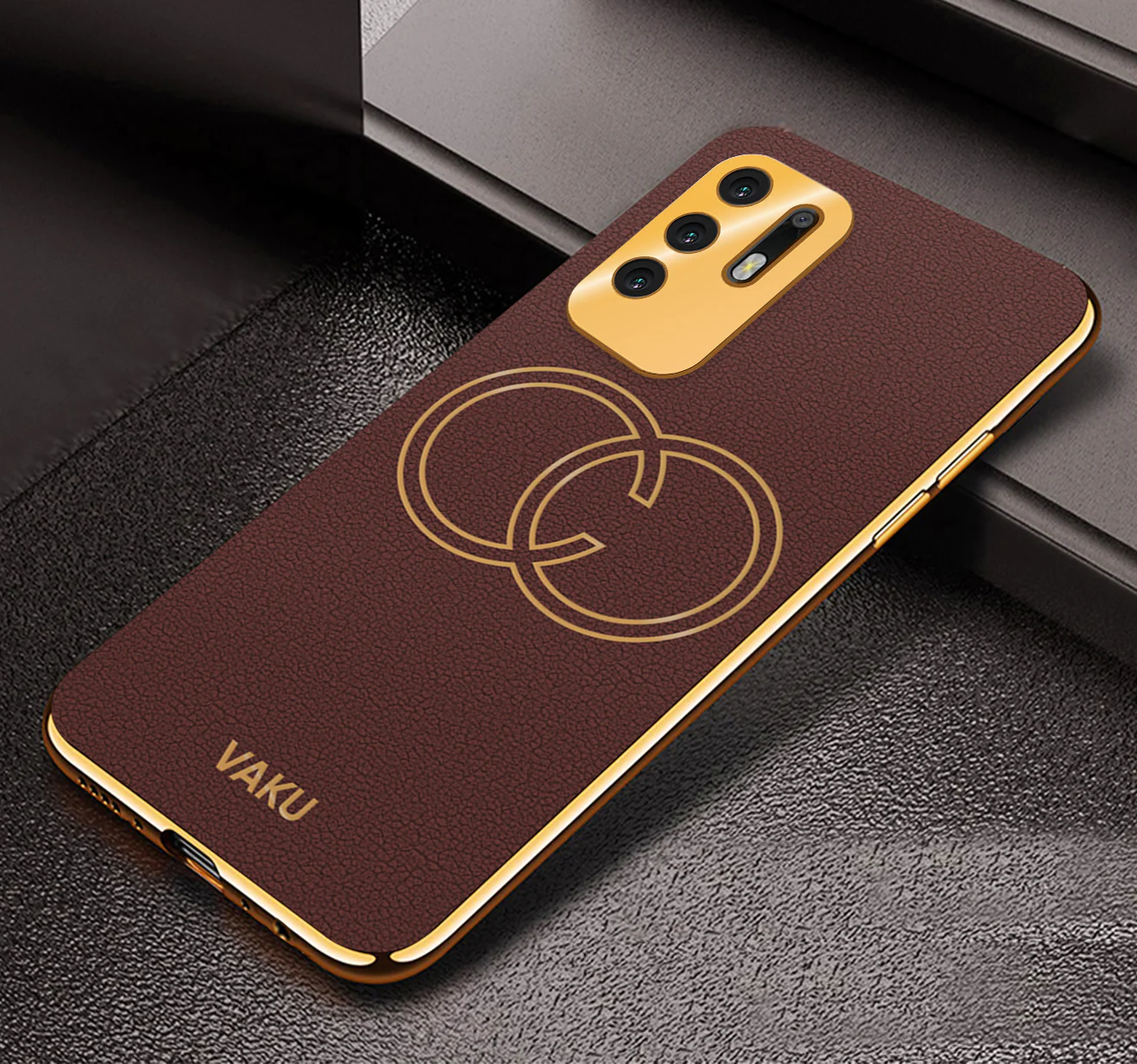 Vaku® Oppo F19 Pro Plus 5G Skylar Leather Pattern Gold Electroplated Soft TPU Back Cover - Image 10