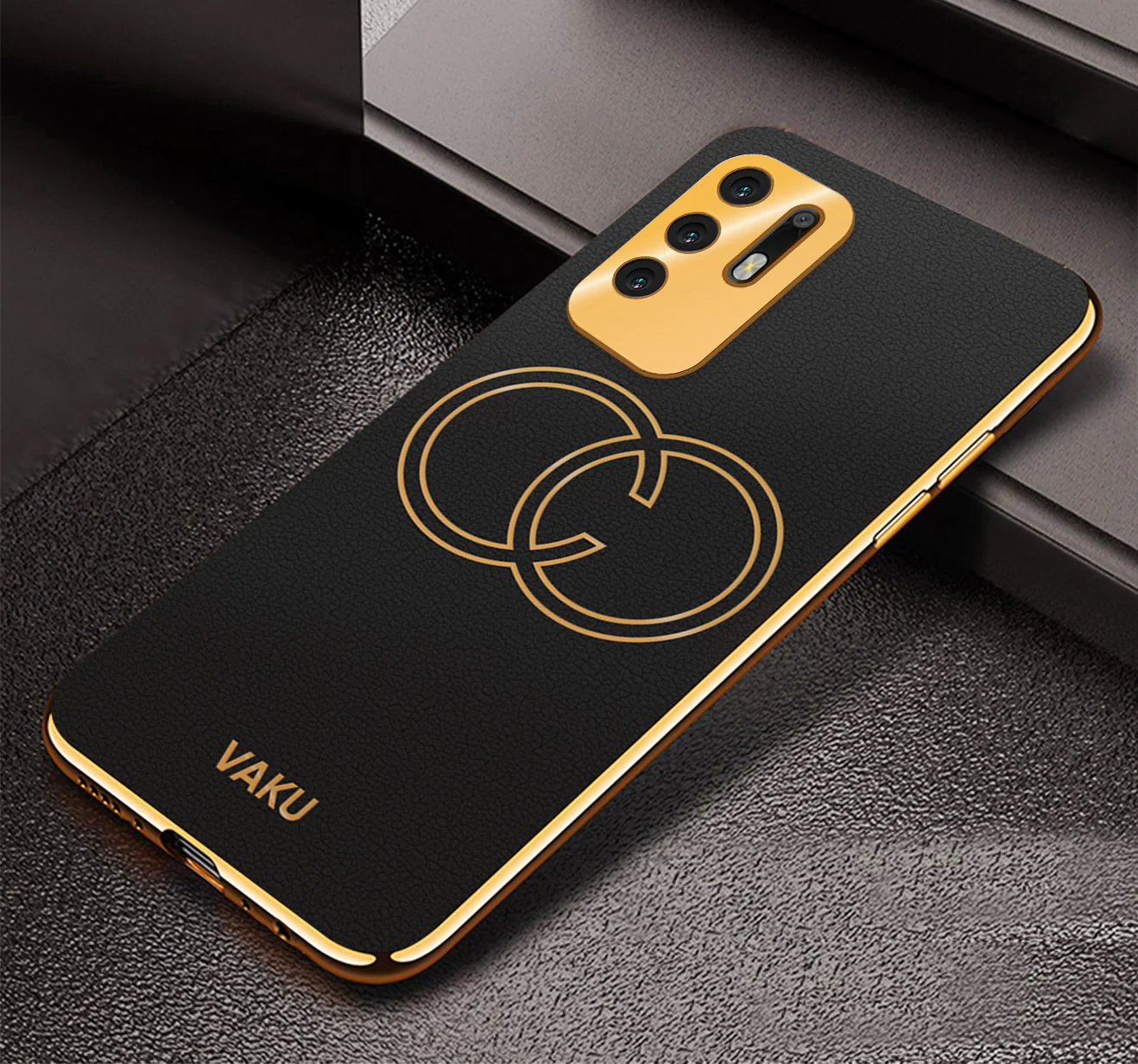 Vaku® Oppo F19 Pro Plus 5G Skylar Leather Pattern Gold Electroplated Soft TPU Back Cover - Image 15