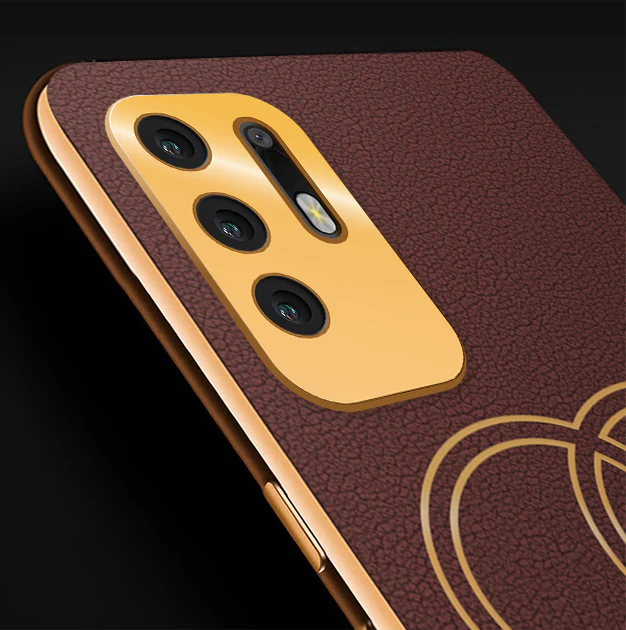 Vaku® Oppo F19 Pro Plus 5G Skylar Leather Pattern Gold Electroplated Soft TPU Back Cover - Image 2