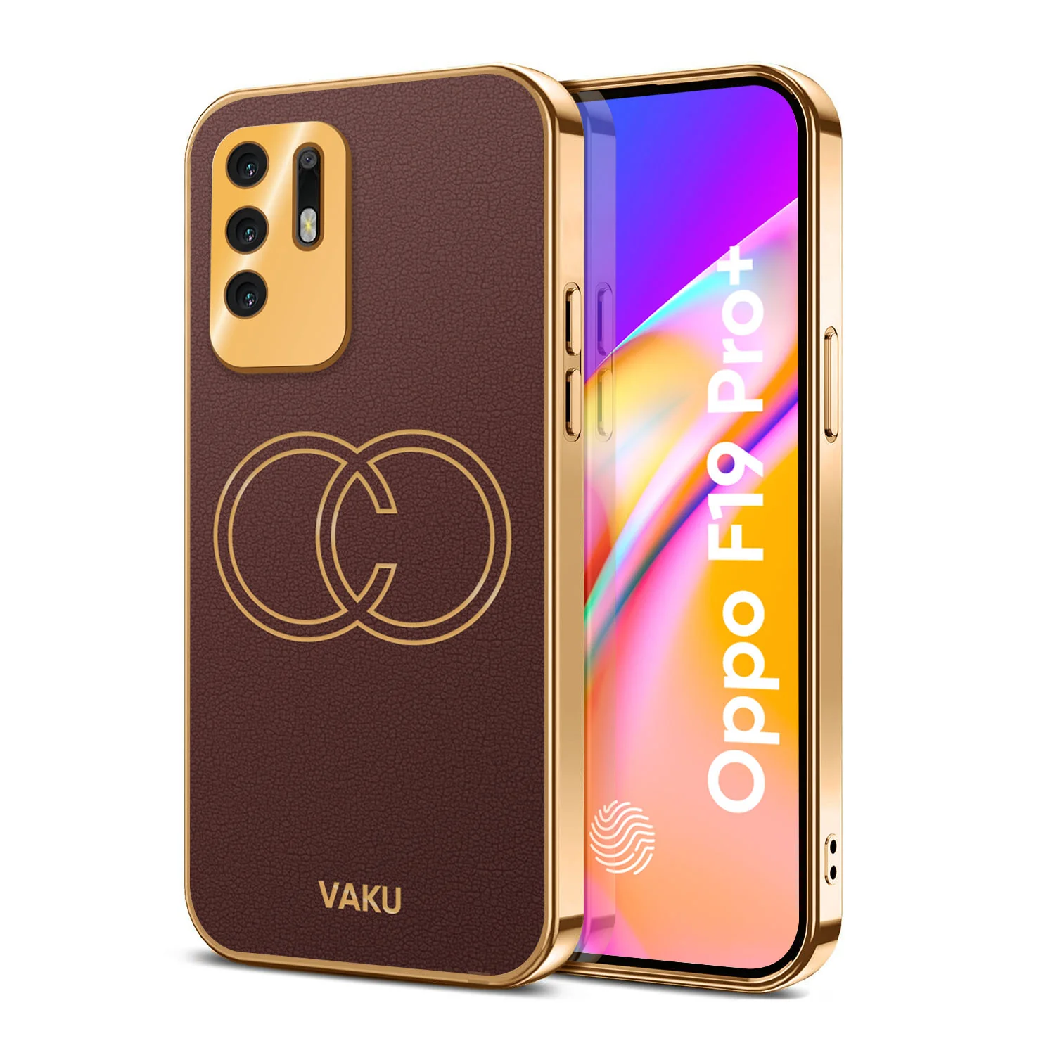 Vaku® Oppo F19 Pro Plus 5G Skylar Leather Pattern Gold Electroplated Soft TPU Back Cover - Image 3