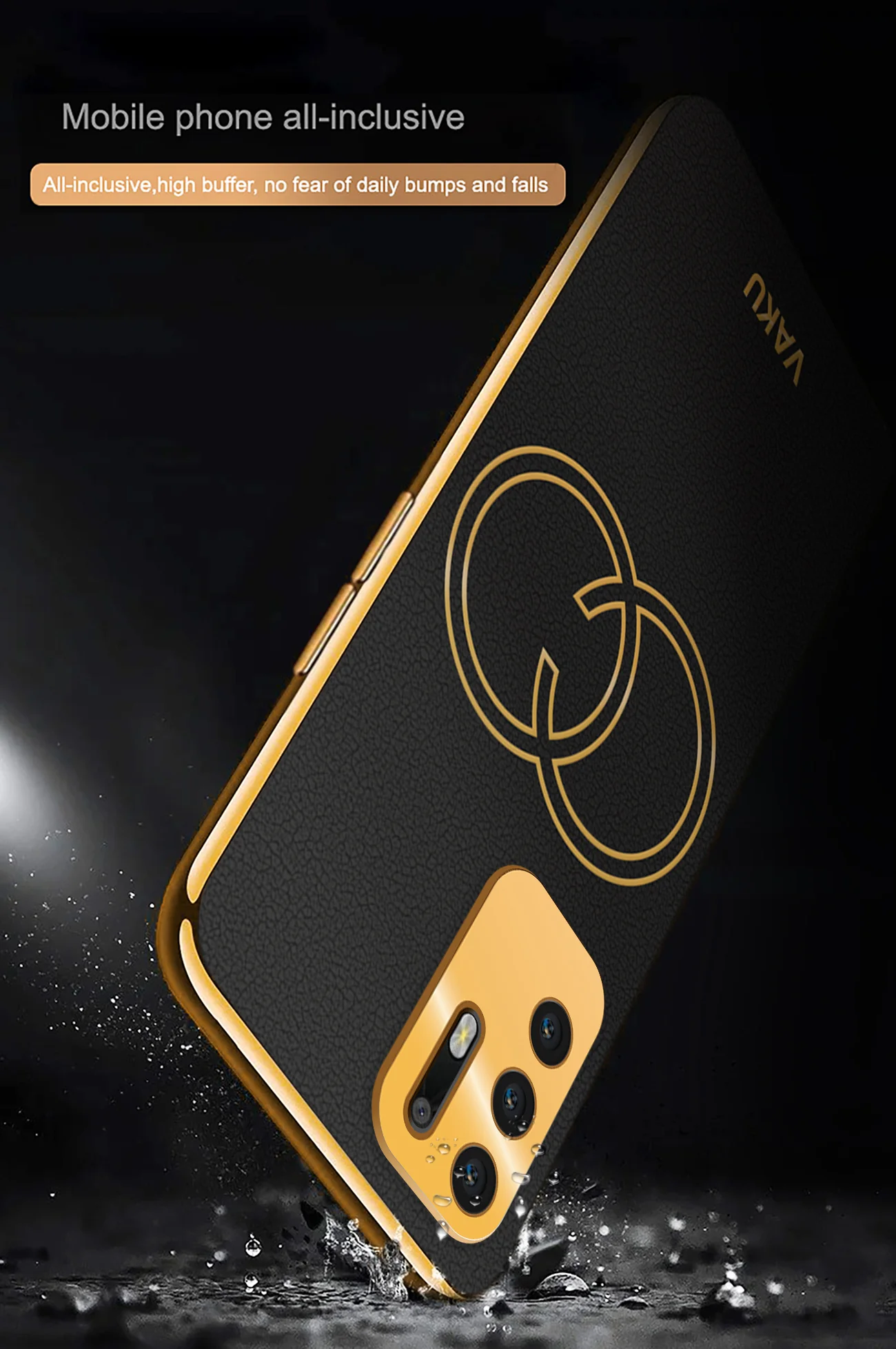 Vaku® Oppo F19 Pro Plus 5G Skylar Leather Pattern Gold Electroplated Soft TPU Back Cover - Image 7