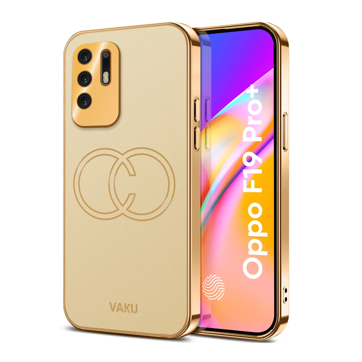 Vaku® Oppo F19 Pro Plus 5G Skylar Leather Pattern Gold Electroplated Soft TPU Back Cover - Image 9