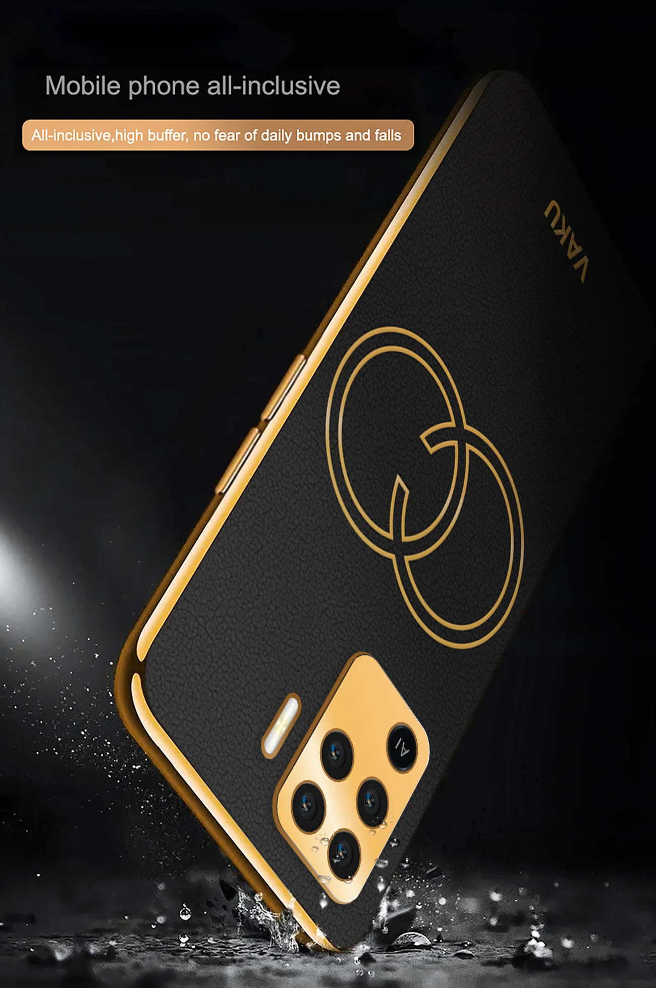 Vaku® Oppo F19 Pro Skylar Leather Pattern Gold Electroplated Soft TPU Back Cover - Image 8