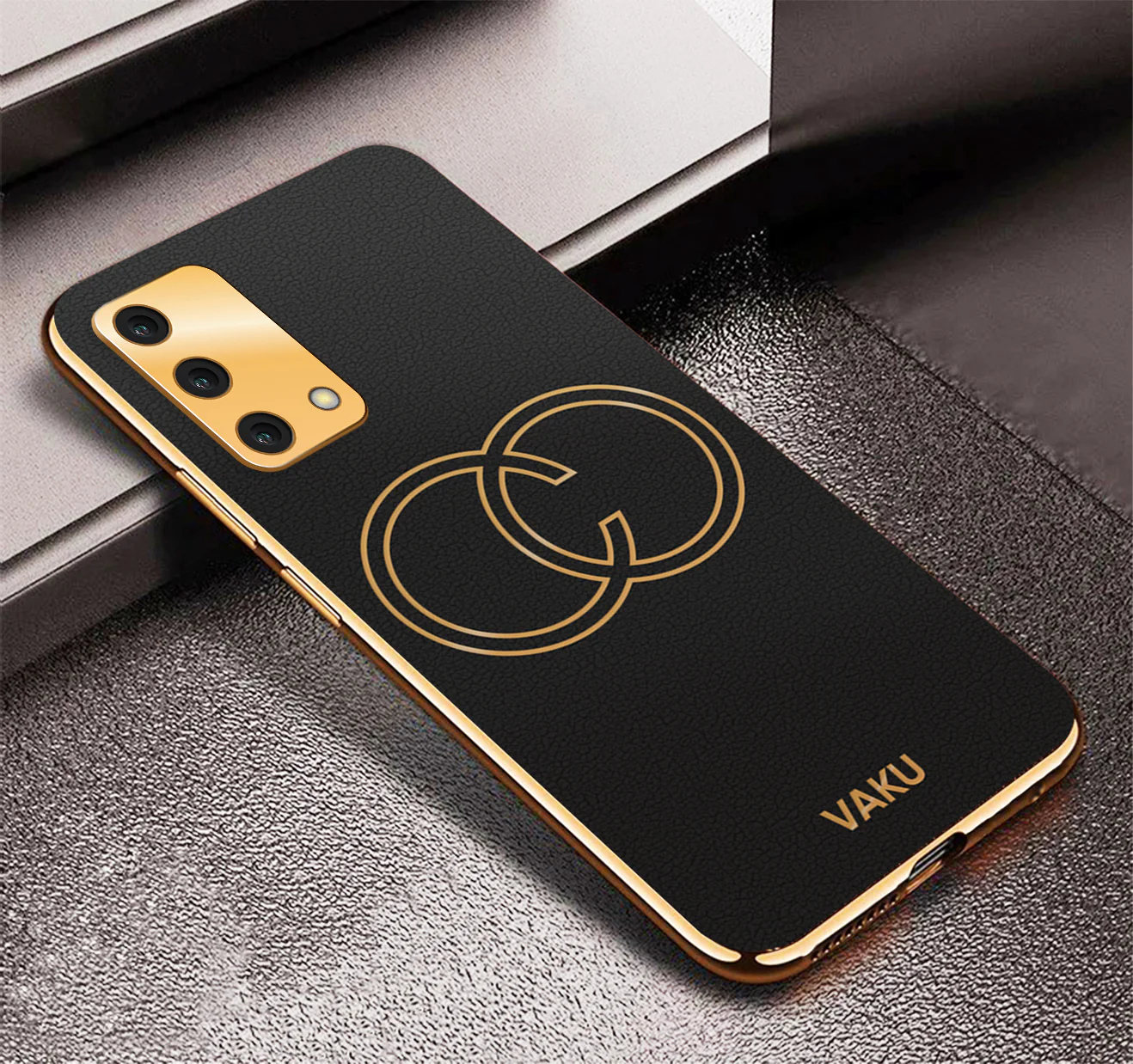 Vaku® Oppo F19s Skylar Leather Pattern Gold Electroplated Soft TPU Back Cover - Image 10