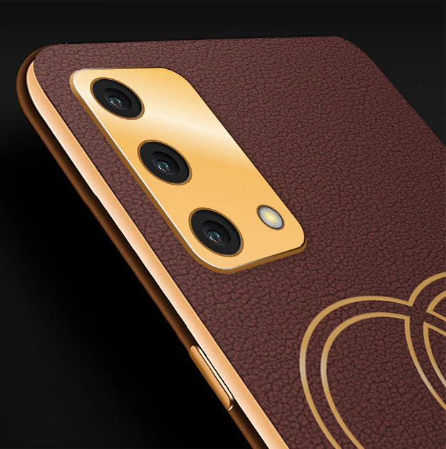 Vaku® Oppo F19s Skylar Leather Pattern Gold Electroplated Soft TPU Back Cover - Image 2