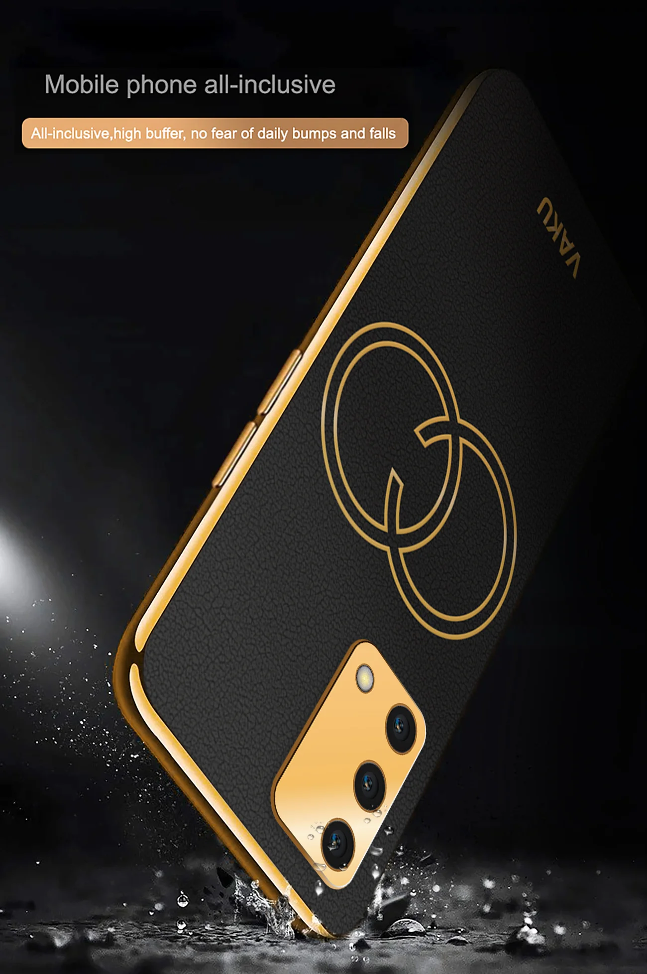 Vaku® Oppo F19s Skylar Leather Pattern Gold Electroplated Soft TPU Back Cover - Image 6