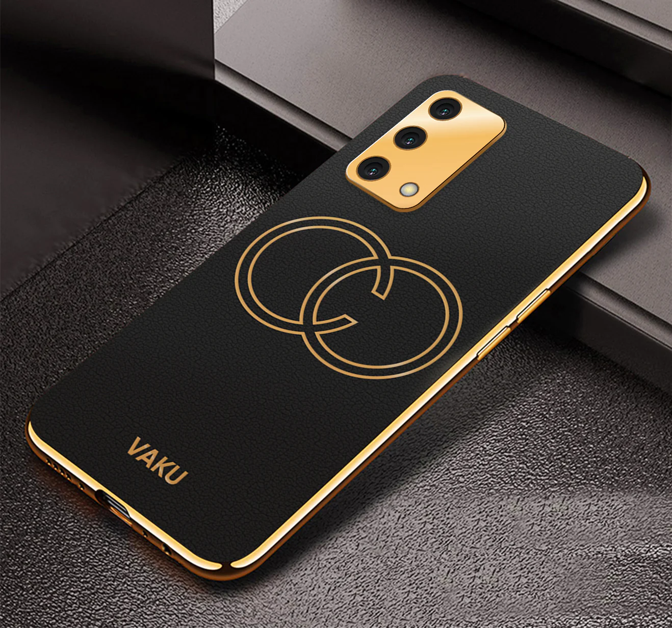 Vaku® Oppo F19s Skylar Leather Pattern Gold Electroplated Soft TPU Back Cover - Image 9