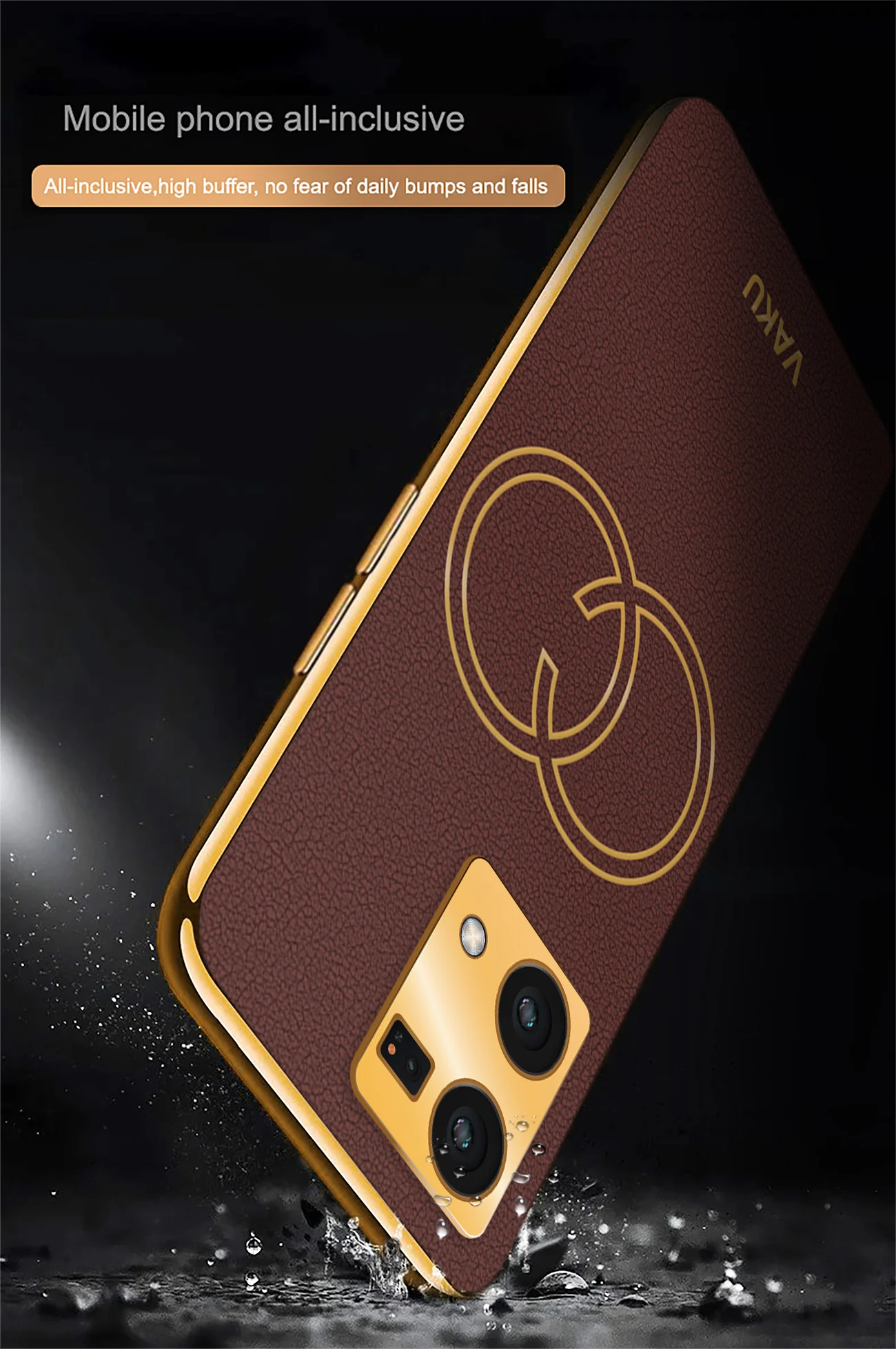 Vaku® Oppo F21 Pro Skylar Leather Pattern Gold Electroplated Soft TPU Back Cover - Image 13