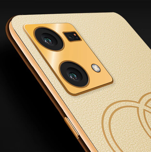 Vaku® Oppo F21 Pro Skylar Leather Pattern Gold Electroplated Soft TPU Back Cover - Image 2