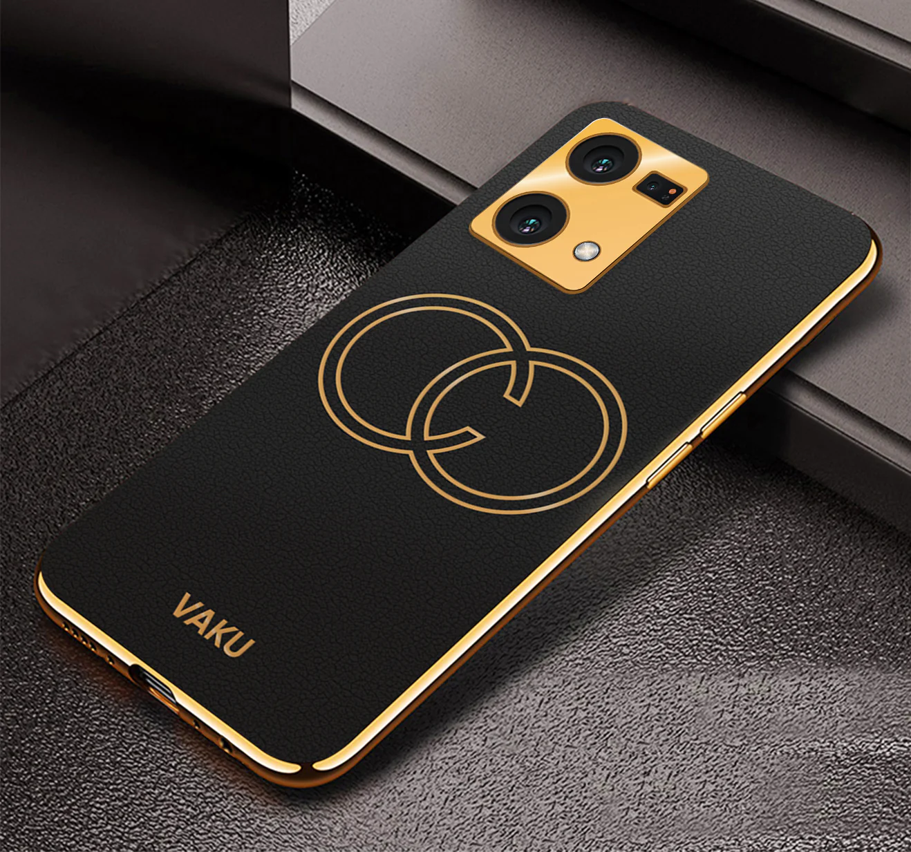 Vaku® Oppo F21 Pro Skylar Leather Pattern Gold Electroplated Soft TPU Back Cover - Image 4