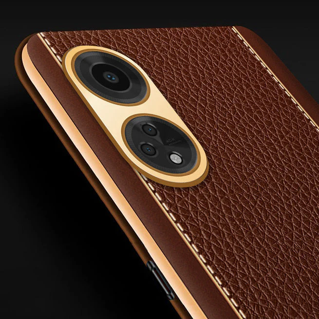Vaku® Oppo F23 5G Luxemberg Leather Pattern Gold Electroplated Soft TPU Back Cover - Image 10