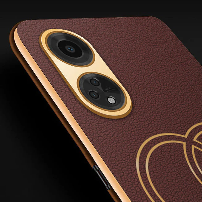 Vaku® Oppo F23 5G Skylar Leather Pattern Gold Electroplated Soft TPU Back Cover - Image 2