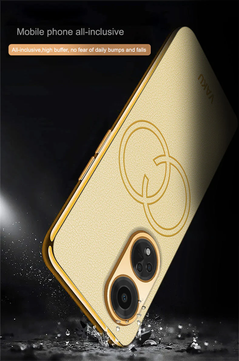 Vaku® Oppo F23 5G Skylar Leather Pattern Gold Electroplated Soft TPU Back Cover - Image 7